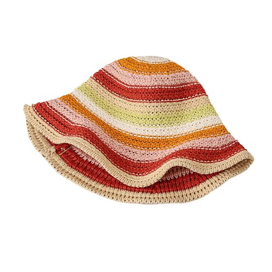 Straw Hat Rainbow Design Foldable Lightweight Breathable Sun Protection Hat Outdoor Activities Beach Travel Casual Wear