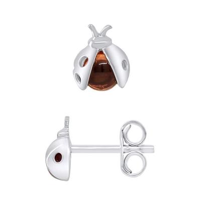 Earrings - LÉA &; ARTHUR - LADYBUG GARNET - 925 Silver - Girl - Stud/Buckle