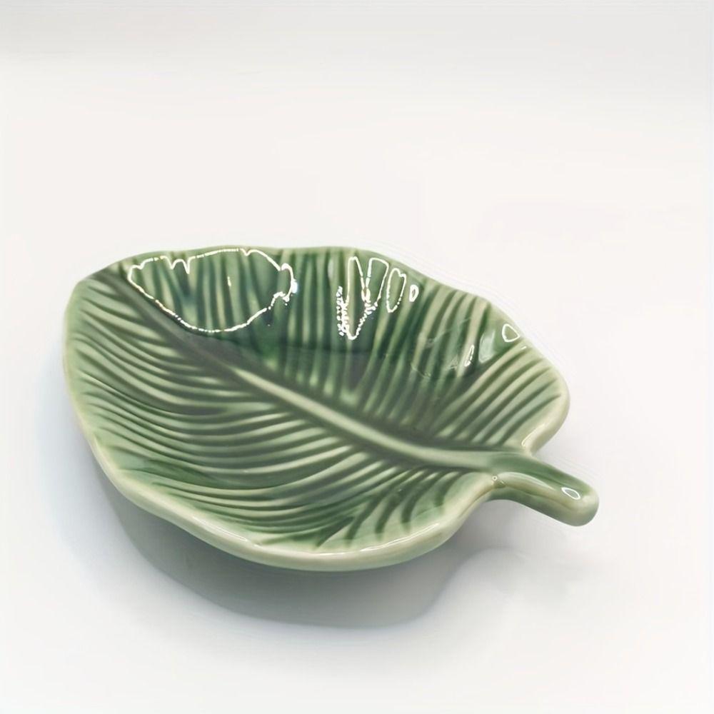 Nordic Style Ceramic Leaf Jewelry Dish INS Jewelry Display Tray Ring Storage Tray  Dresser Tabletop