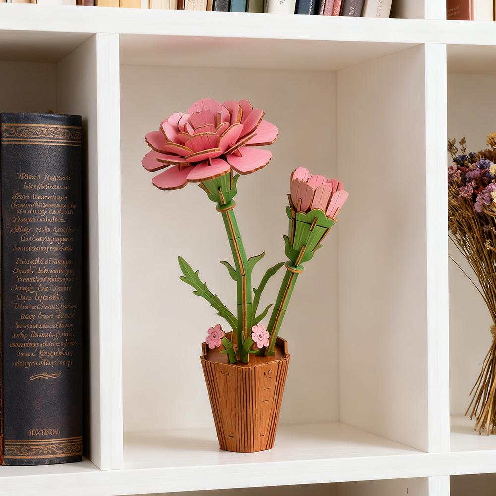 3D Wooden Puzzles Flowers Diy Artifical Botanical Bouquet Puzzle Kit Home Decoration For Adults Mother's Day Birthday Gift