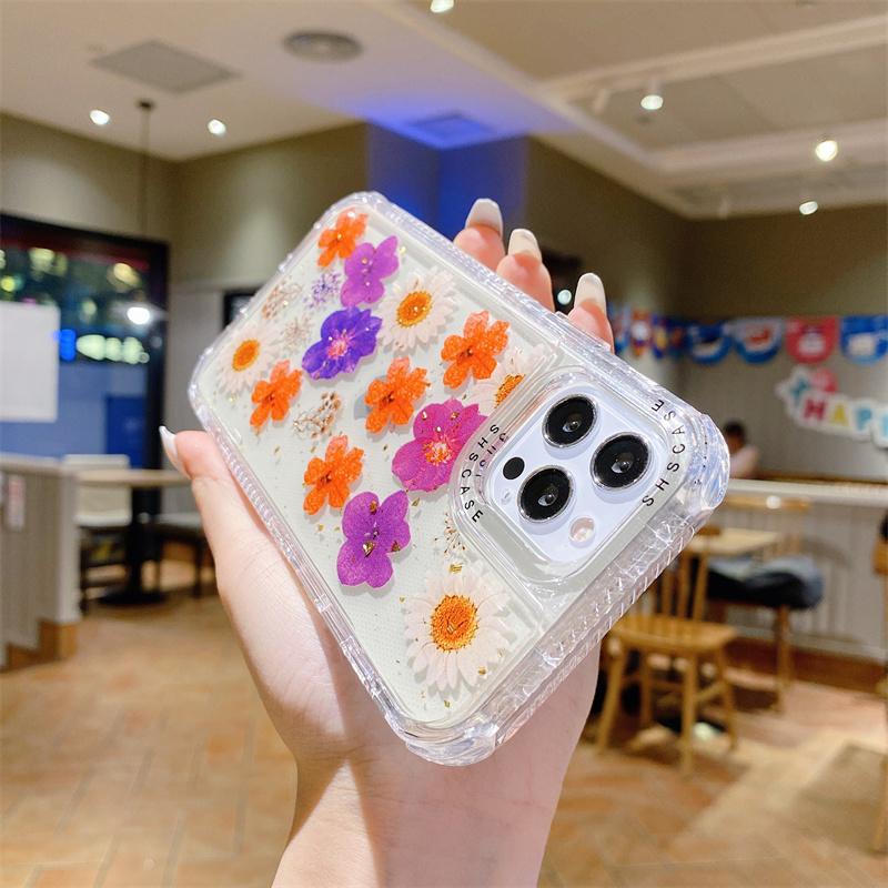 Nárazuvzdorný třpytivý květinový průhledný kryt na telefon pro Iphone 13 11 12 14 Pro Max 13pro Xs Max Xr X Dual Frame Nárazuvzdorný kryt nárazníku