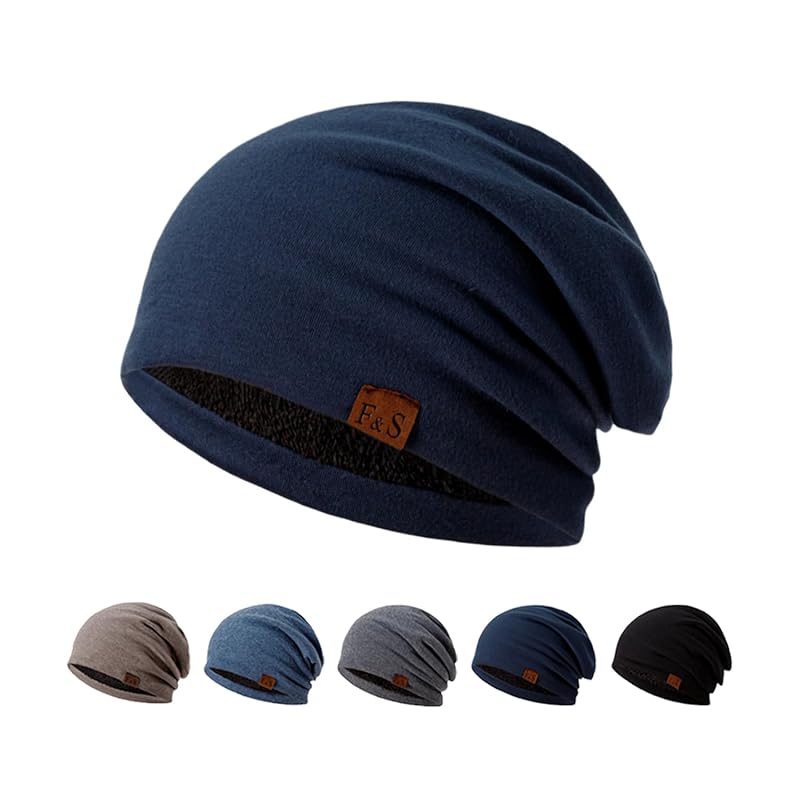 

[OMKUY] knit hat men s winter Fluffy brushed lining cold weather hat beanie hat knit cap beanie cap large size hat cap medical hat care hat skiing ski