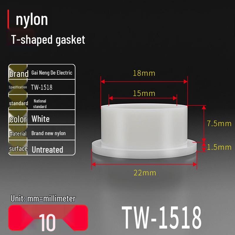 T-shaped Nylon Gasket Ring Screw Shaft Sleeve, Round Concave-Convex Insulation Pad, M2-M35