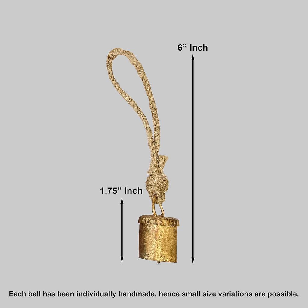 Vintage Iron Jingle Bells for Crafting, 10-Pack Rustic Gold Cowbells for DIY Holiday Ornaments and Western Home Decor