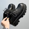 British style round head small leather shoes men's 2025 autumn and winter new Japanese thick heel big head lace-up single shoes 6112-A