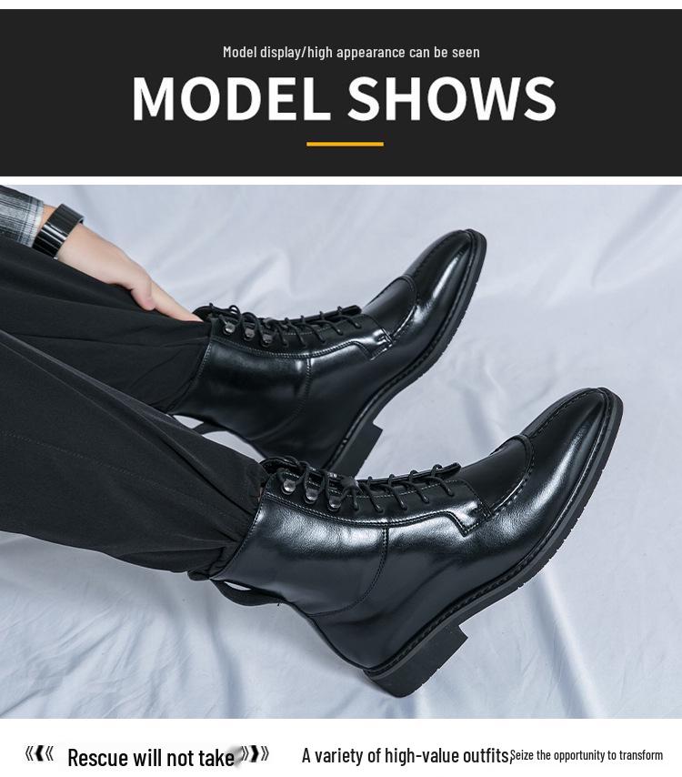 Pánská móda Podzimní šněrovací kožené kotníkové boty se špičatou špičkou - Nadměrná velikost Formální & Ležérní boty s vysokým svrškem