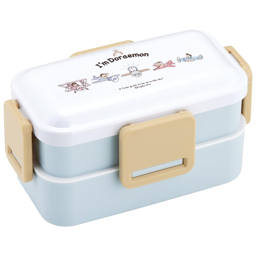 Skater Bento Doraemon Sky Sanrio Soft Made In Box, Walk, Design, 600ml, Antibacterial, Filling, Dome-Shaped Lid, Two-Tier, Women's, Japan, PFLW4AG-A