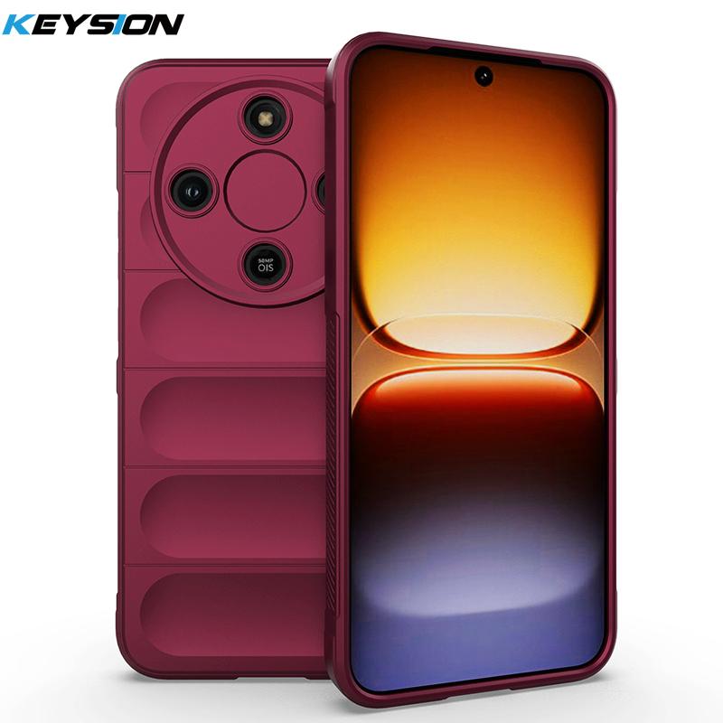 

KEYSION Heavy Duty Shockproof Matte Phone Case for HONOR X9d 5G Anti-skid Soft Silicone Phone Cover for Huawei Magic 8 Lite 5G for Magic 8 Lite вина червоного кольору
