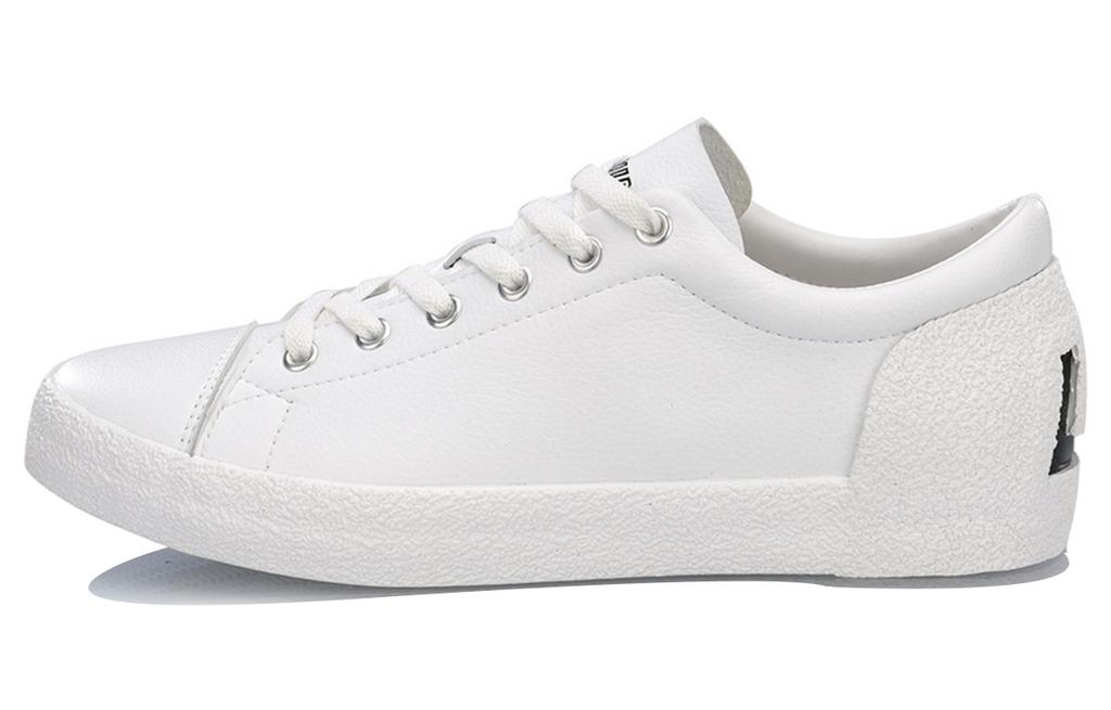 Li Ning Synthetic Leather Fashion Wear Resistant And Lightweight Low Top Skateboard Shoes Men's White AGCP055-2
