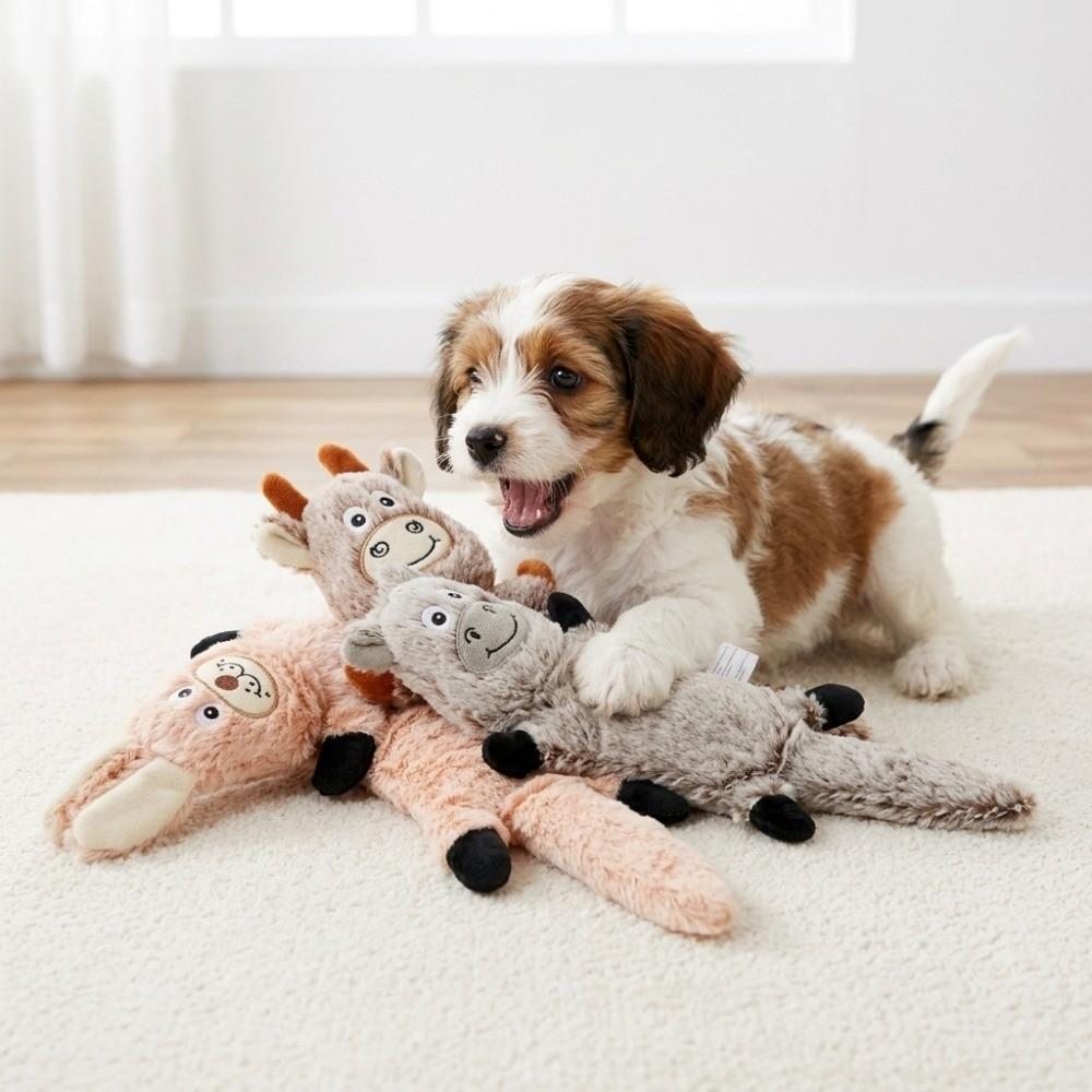 Cartoon Shaped Animal Toy Soft Surface Multi Size Option Squeaky Dog Toy Assorted Tones Bite Tough Texture Puppy Molar Toy
