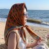 Atmosphere coffee color cashew flower velvet 91 large square scarf women's spring and autumn fashion scarf shawl dual-purpose temperament silk scarf