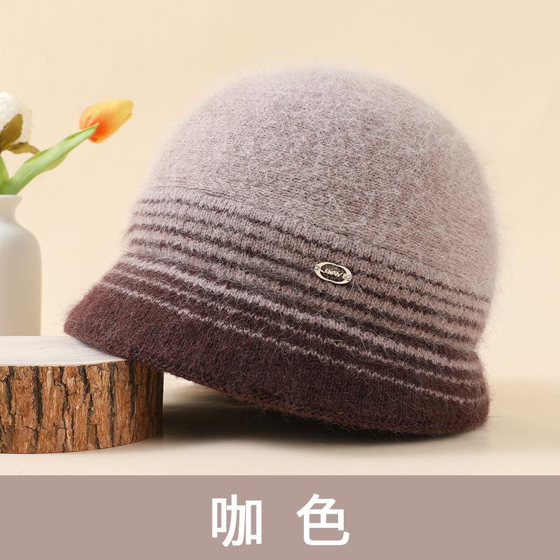 Medium mother hat Female fleece thickened rabbit fur warm wool hat Medium elderly grandmother cotton hat Knitted hat