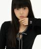 Mileko Stitch Ribbon T-Shirt Black