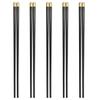 5 Pairs Reusable Non-slip Chopsticks Alloy Chinese Chopsticks Black Gold Chopsticks Set Korean Food Sushi Sticks Chopsticks