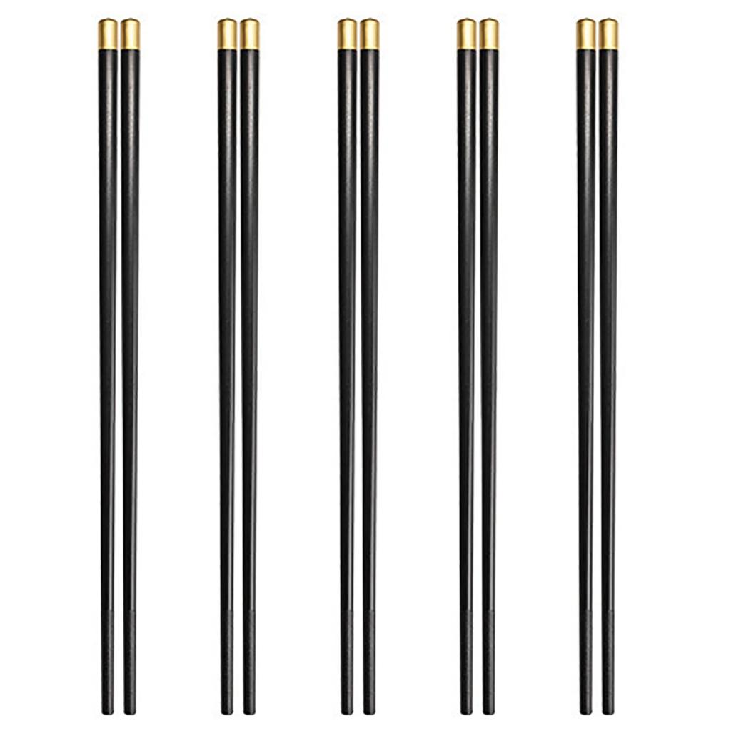 5 Pairs Reusable Non-slip Chopsticks Alloy Chinese Chopsticks Black Gold Chopsticks Set Korean Food Sushi Sticks Chopsticks