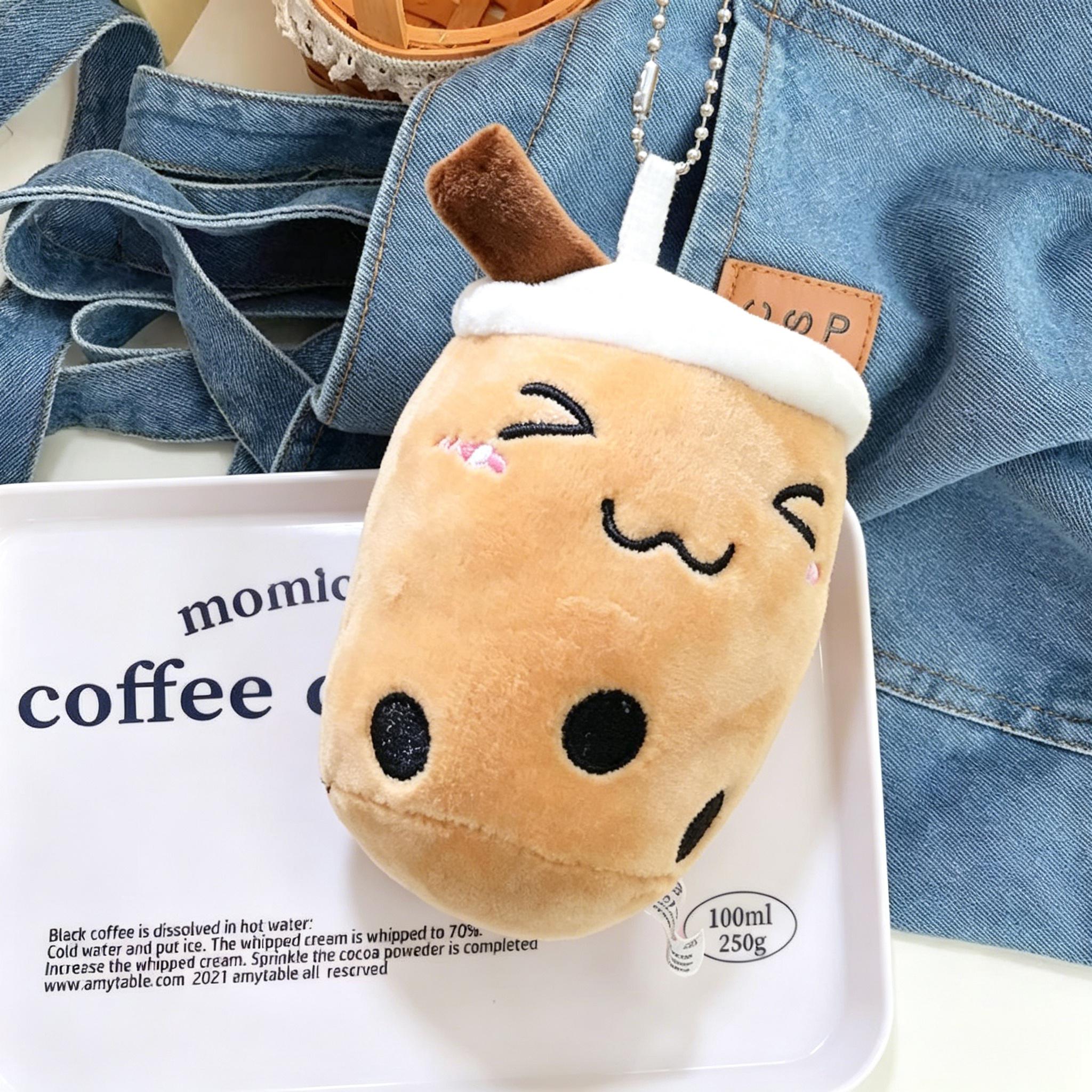 Mini Milk Tea Beker Pluche Hanger Speelgoed Bubble Tea Kawaii Witte Lach Bruine Drank Zachte Poppen Lief Knuffel Rood Blauw Leuke Tas Decoratie 12cm