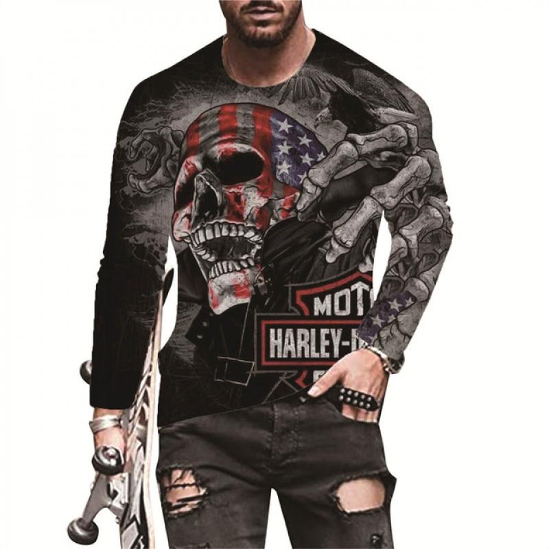 Spring New Long Sleeve T-Shirt Men's Fashion Printed Street Trend Top