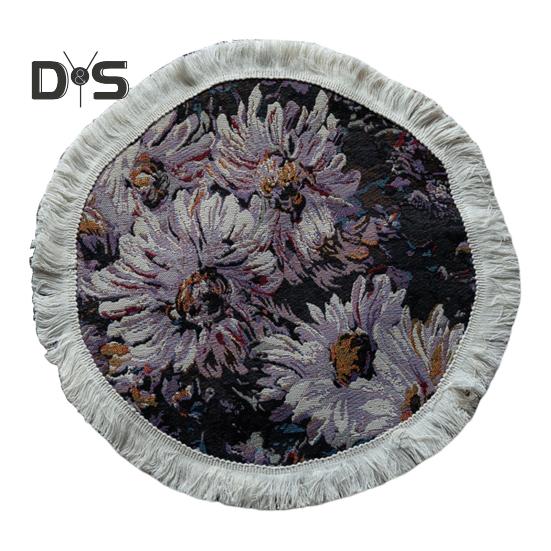 Tischset mit Quaste, pastoralem Stil, Blumen-Ölgemälde, ästhetische runde Form, Partys, Hochzeiten, Bankette, Tischdekoration, Abendessen-Matte