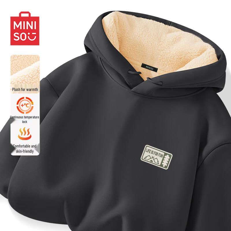 

MINISO Men s Sherpa Lined Hooded Sweatshirt XL