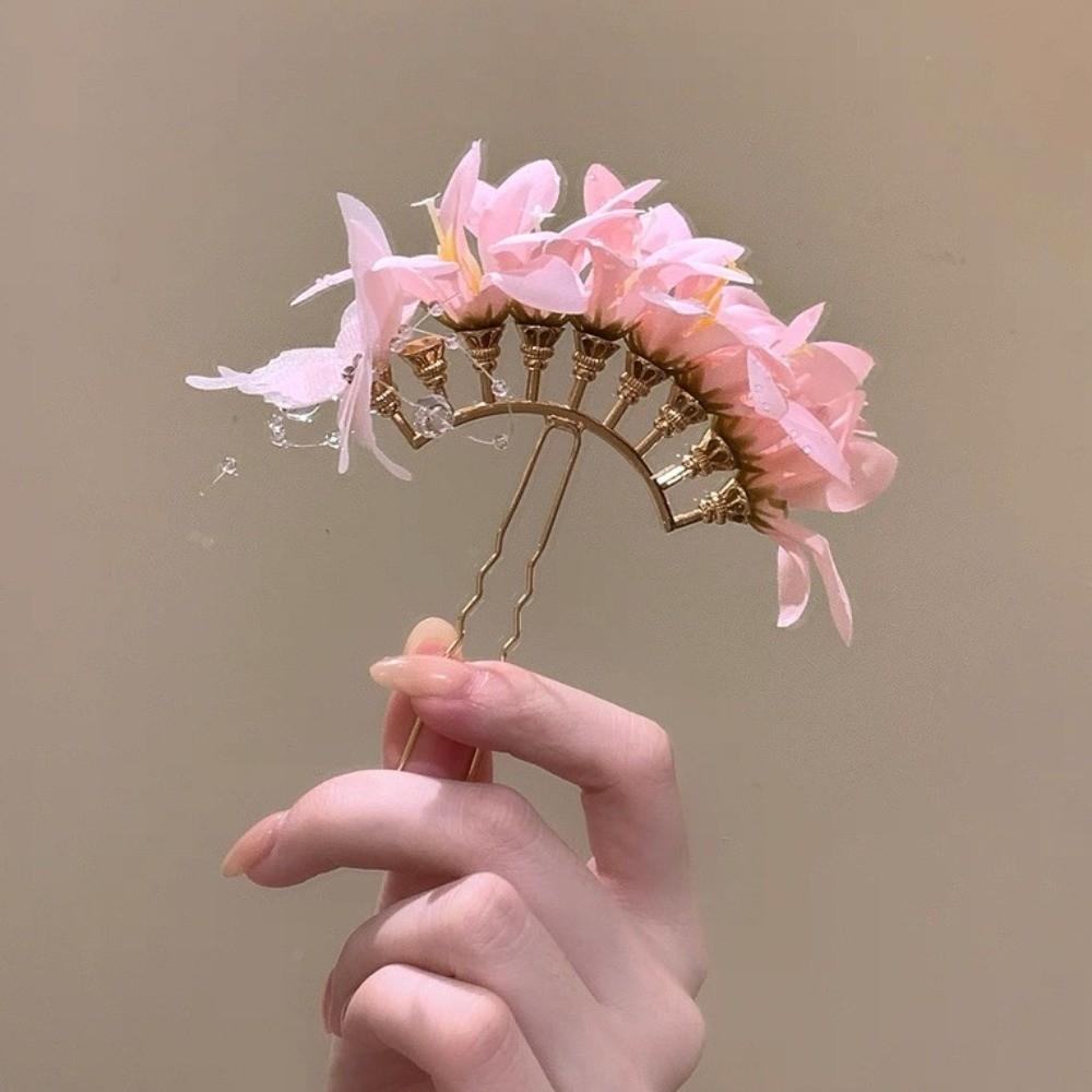 Large Flower Hair Stick Fairy Thai Hair Fork Elegant Chinese Style Side Clip  Bridesmaid