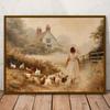 Charming Farmhouse Girl with Chick Canvas Art - Vintage Style Printed On Canvas Home Decor Wall Art Pictures For Living Room