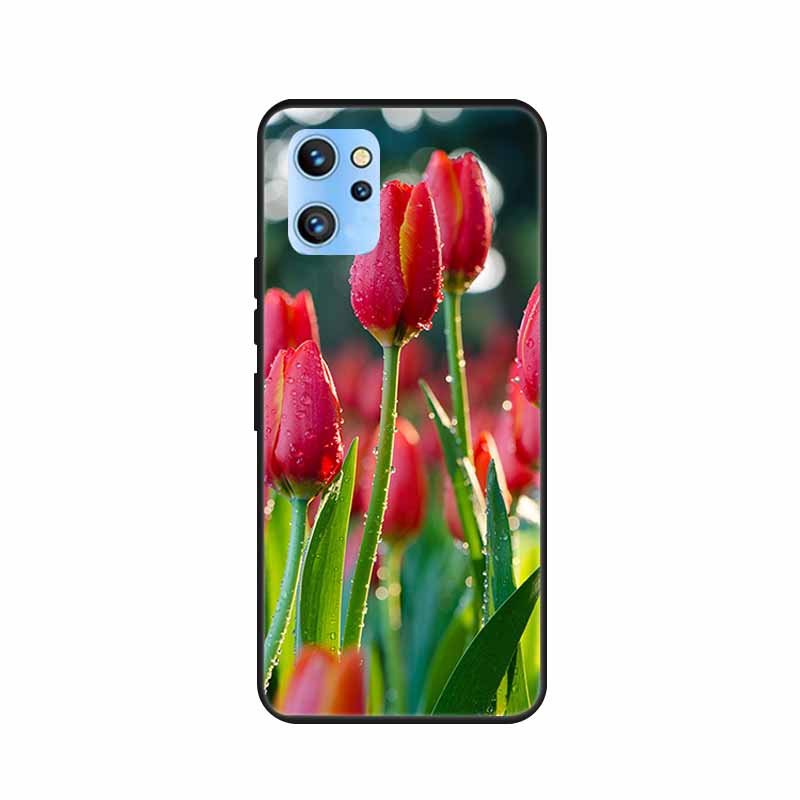 Etui do telefonu Umidigi A13 Pro 2022 Kwiaty Czarny Silikonowy Tylny Pokrowiec Miękki Pokrowiec TPU Do Umidigi A13S Etui A 13 S Coque Funda Torba