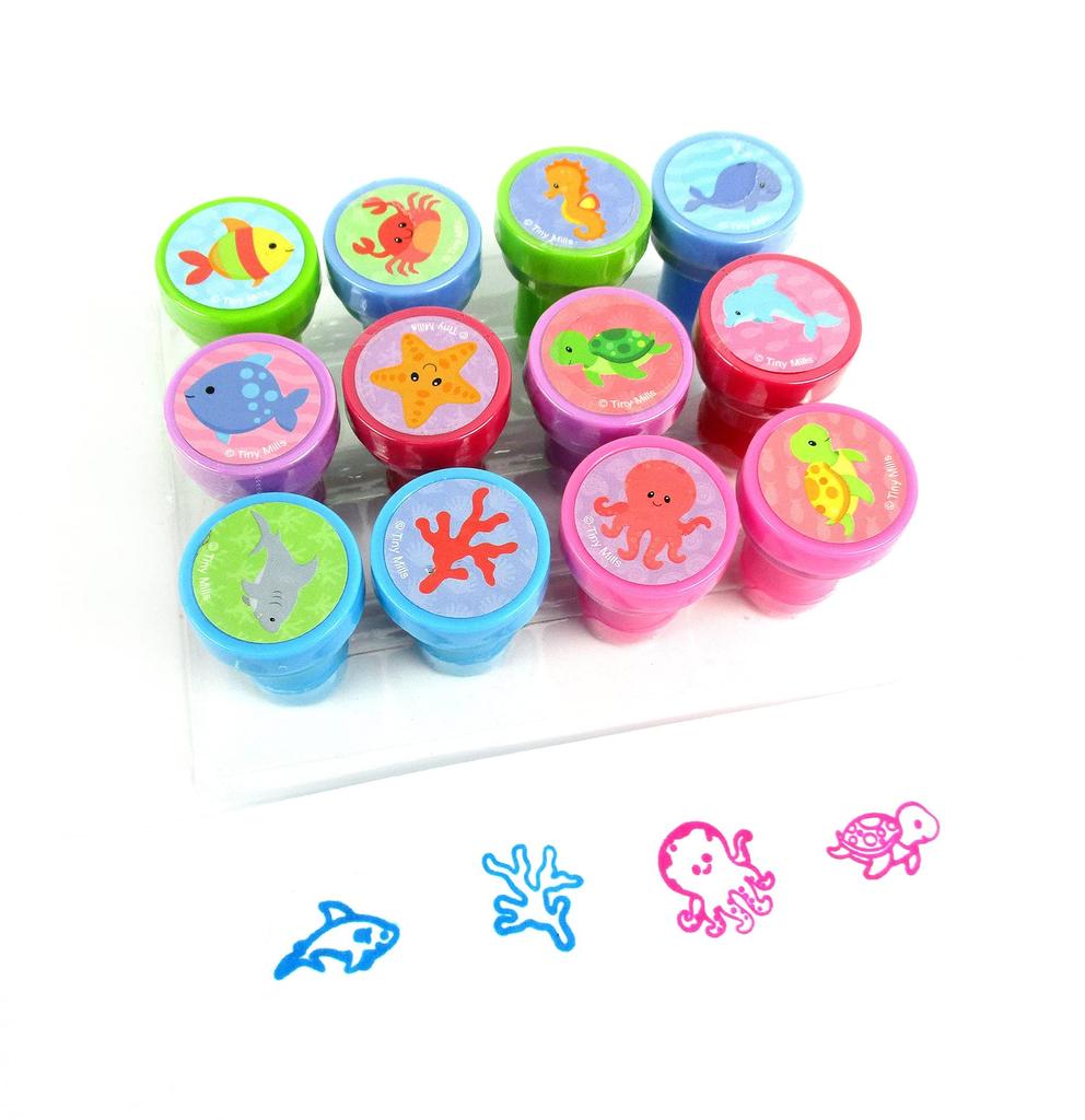 Ocean Life Self-Inking Stampers Set for Boys and Girls Party Gifts Party Favors Turtle Stamp Kit with Various Sea Creatures Desi