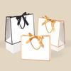 WTEMPO Ribbon Bow Paper Bags with Handles DIY Universal Packaging Bags Simple Elegant Shopping Bags Perfect for Birthday Wedding and Other Festivals