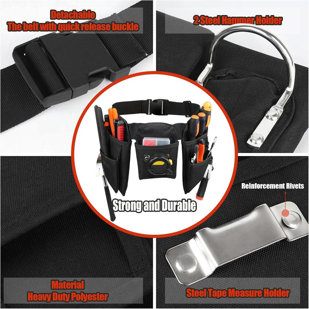 ASNOMY Heavy Duty Tool Belts for Men and Women,19 Pocket Carpenter Tool Belt with Quick Release Buckle,Adjustable Utility Framing Belt,Construction