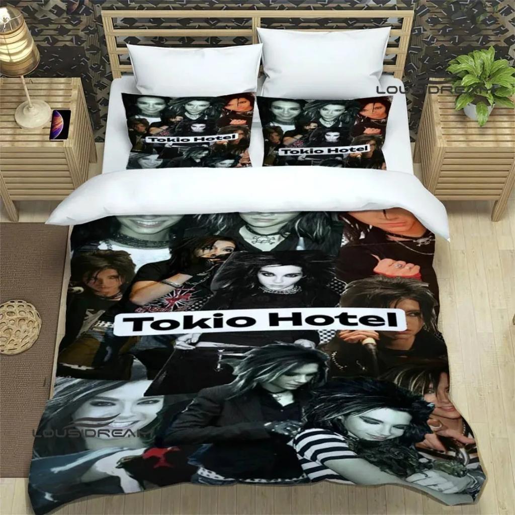 Täcke Tokio Hotel Band Tryckt Sängklädesset Rockband HD Täcke För Barn Sängklädesset Sängkläder Sovrumsinredning