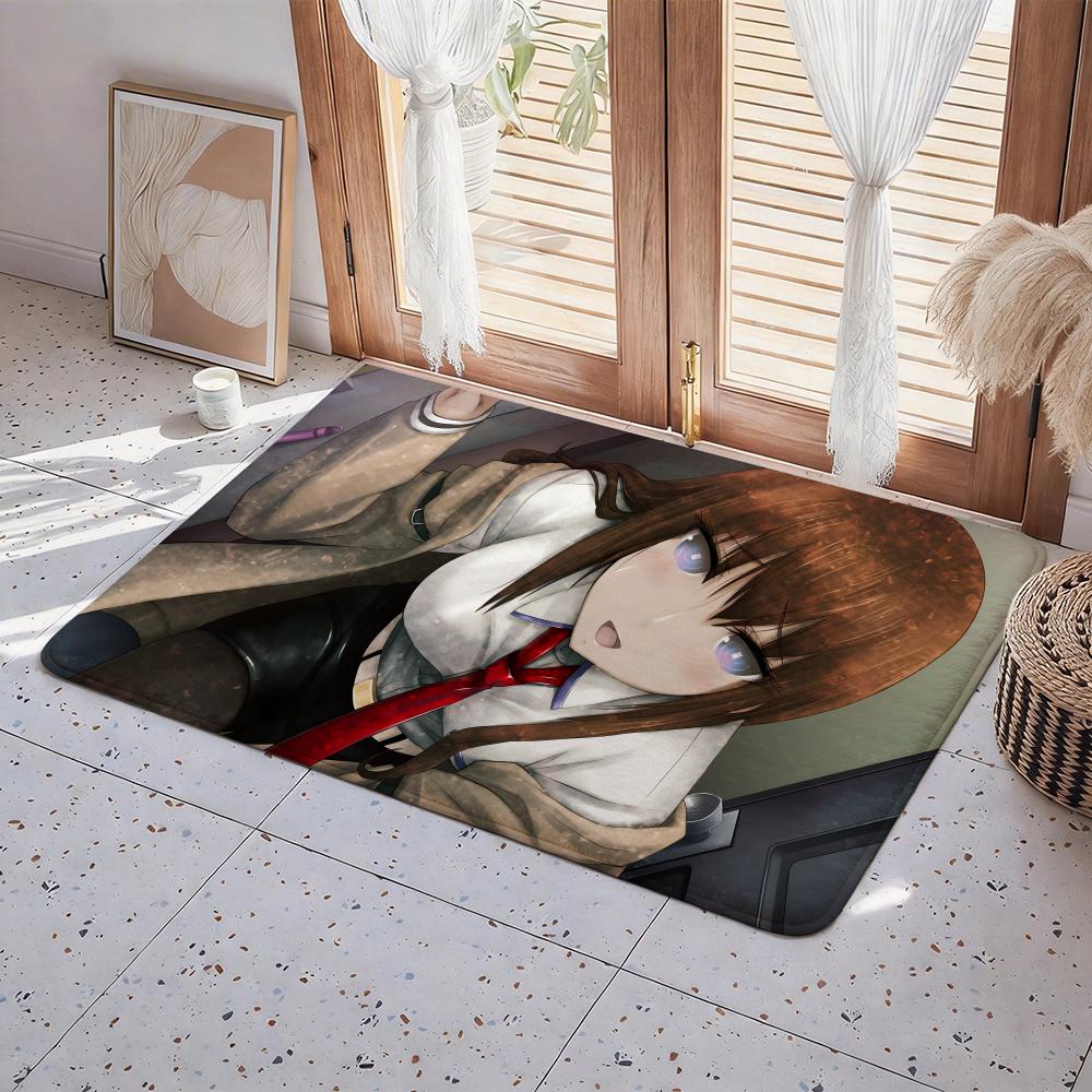 Anime S Steins;Gate Floor Mat Eco Flannel Doormat Non Slip Odorless Indoor Floor Rug Soft Short Plush Home Mat