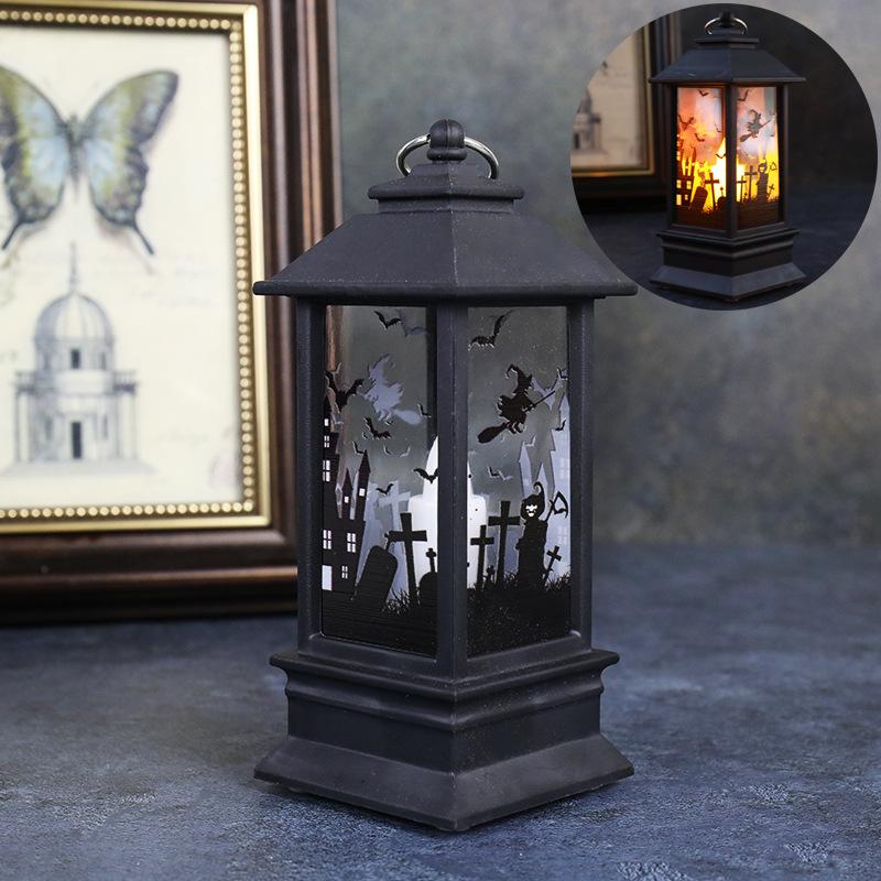 Halloween LED Flame Flickering Oil Lamp Battery Operated Spooky Decor Haunted House Prop Tabletop Centerpiece for Bar Party