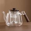 Hanyou Transparent Glass Tea Kettle with Wooden Lid 1200ML