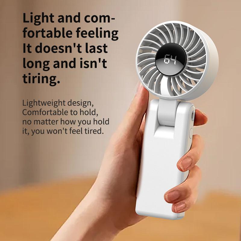 YL11 New Handheld USB Fan Mini Portable Foldable Ultra Silent Home Dormitory External Neck Digital Display Small Fan