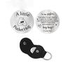Cross Car Key Inspirational Decision Coin Leather Keychain with Stainless Steel Engraved Double-Sided Round Charm Gift