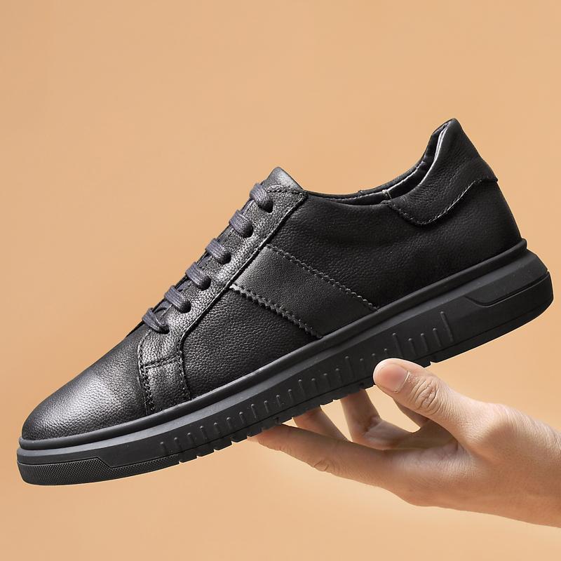 Fashion Classic Brand New Men's Leather Casual Shoes Thick Soled Wear-resistant Business Work Shoes Retro Black Men's Oxford Shoes