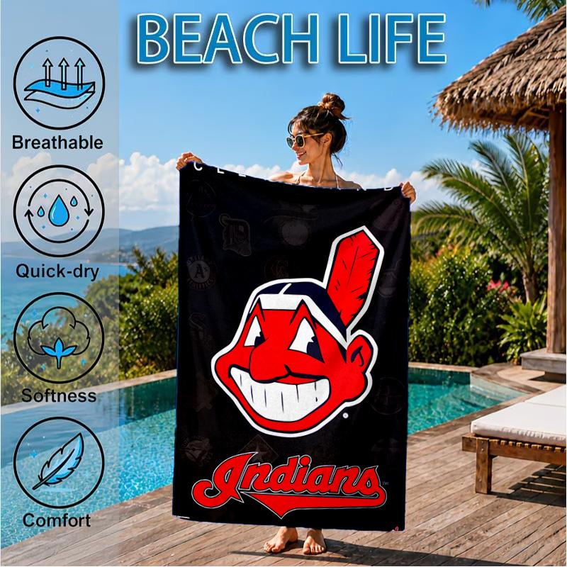 Cleveland Chief Symbol Beach Towel, Microfiber Beach Towel, Perfect For Pool, Beach, Travel, Home Decor Beach Party Fan Gifts