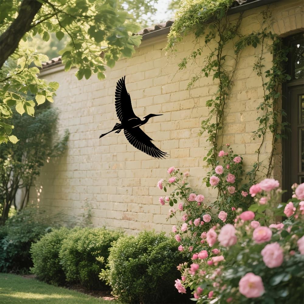 1 stuks 2D Platte Vliegende Reiger Metalen Wandsculptuur Moderne Minimalistische IJzeren Wandkunst voor Woonkamer Slaapkamer Kantoor Tuin Elegante Vogel Huisdecoratie