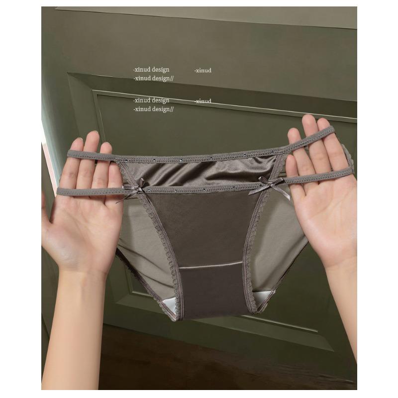Ladies Summer New Style Pure Desire Romantic Sexy Lace Satin Low Waist Triangle Briefs