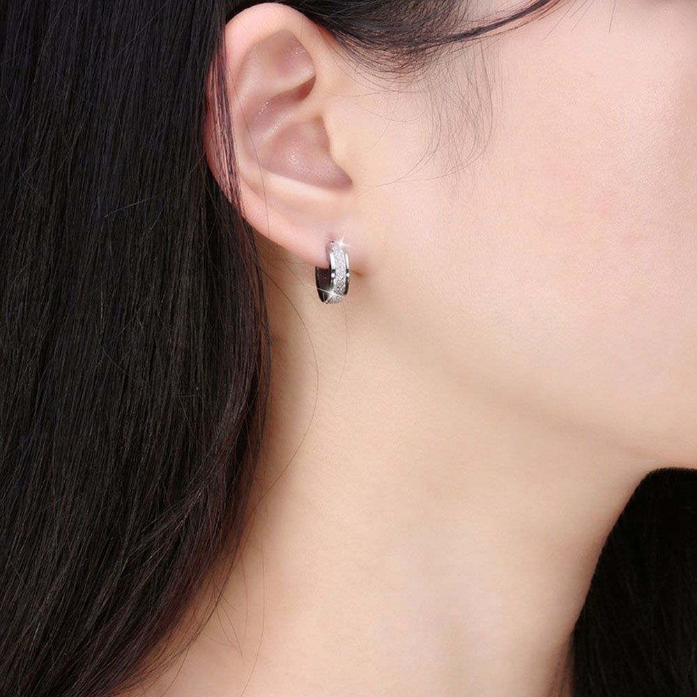 Silver Huggie Fashion Women Man Stainless Steel Gold Polish Hoop Earrings Simple Circle