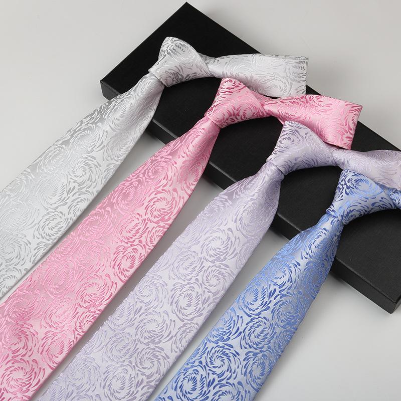 Light Tie Men, Business Banquet Photography Wedding Pink Purple Suit Shirt High-End Pattern Hand Style