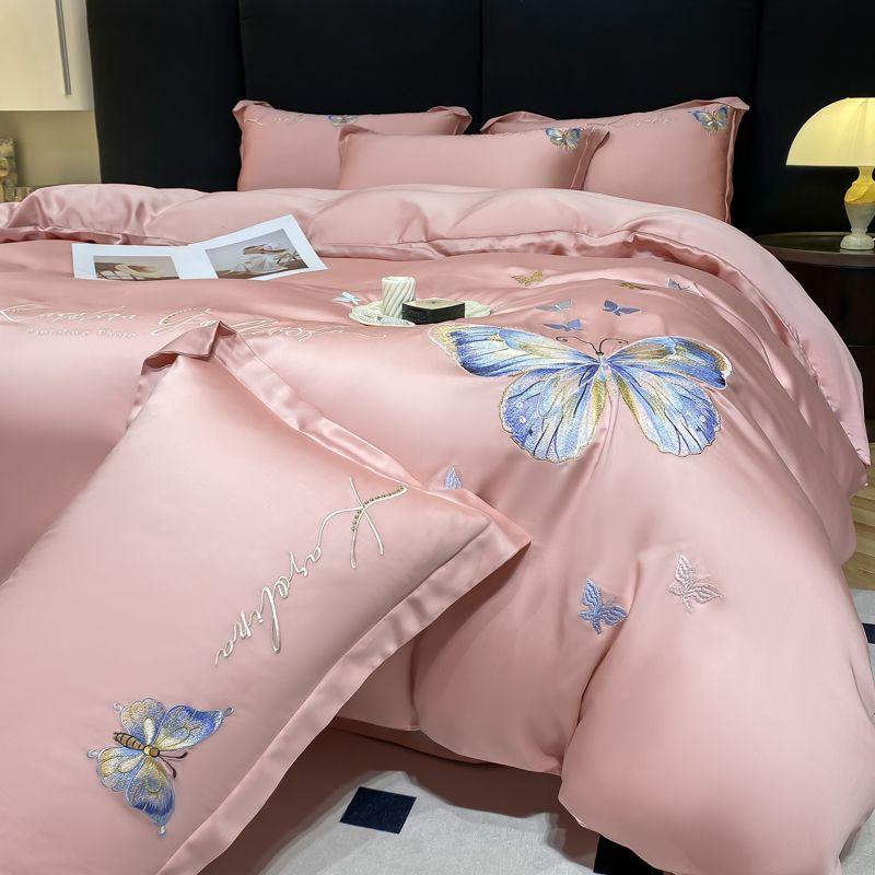 

Високоякісна простирадло з жаккардового шовку з льодового шовку з 4 предметів, сучасний стиль, літня шовкова дихаюча домашня постільна білизна Простирадло + підодіяльник + наволочка Suit&2.2m bed-4pcs