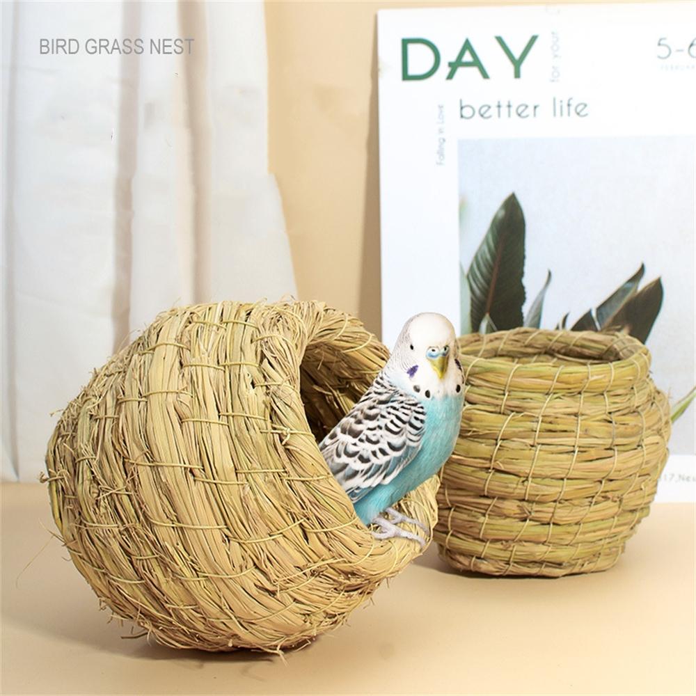 2025 Parrot Nest Straw Bird Nest Natural Handmade Warm Pigeon House Bedroom Courtyard Bird Cages Supplies Bird Cage Accessories