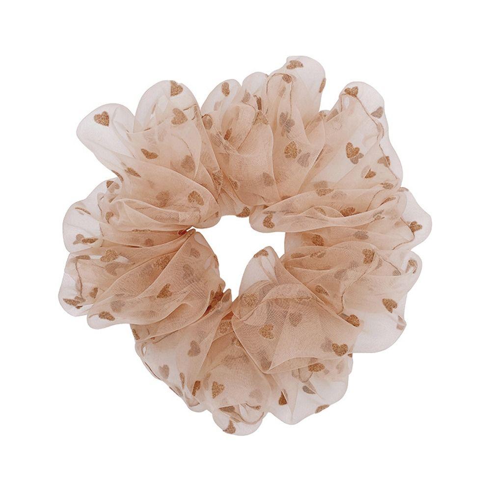 Hair Rings New Headwear Girls Headdress Organza Heart Scrunchies High Horsetail Hair Rope Hair Rubber Bands Women Hair Bands