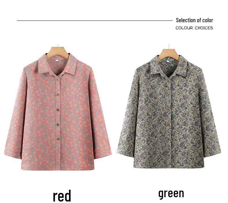 Mom's 2026 Autumn Stylish Lapel Printed Shirt for Middle-Aged & Elderly Women