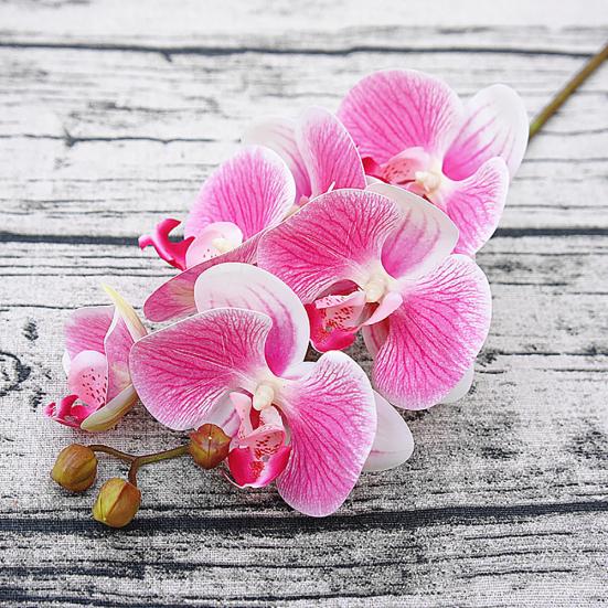 1Pc 6Heads Artificial Butterfly Orchid Silk Flower Home Wedding Party Decor
