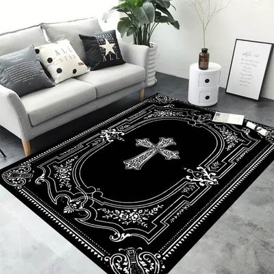 Vintage Mandala Print Flannel Area Rug Black White Color Bohemian Style Home Decoration Soft Comfortable Floor Mat For Bedroom