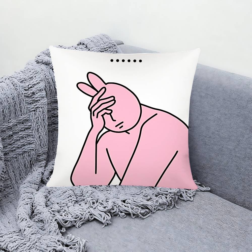 Funny Cute Pink Bunny Pillow Case Pillows For Cover Home Decor Items Living Room Decoration Cushion Covers