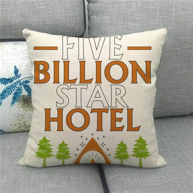 Happy Camper'S Lettered Design Pattern Digital Printing Short Plush Pillow Covers For Car Sofa Office Cushion Cover Home Goods