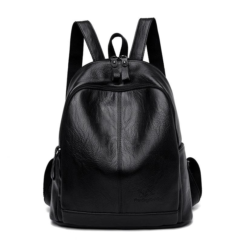 

Soft leather backpack women s 2025 new Korean version of fashion women s backpack large-capacity travel bag mommy bag чёрный